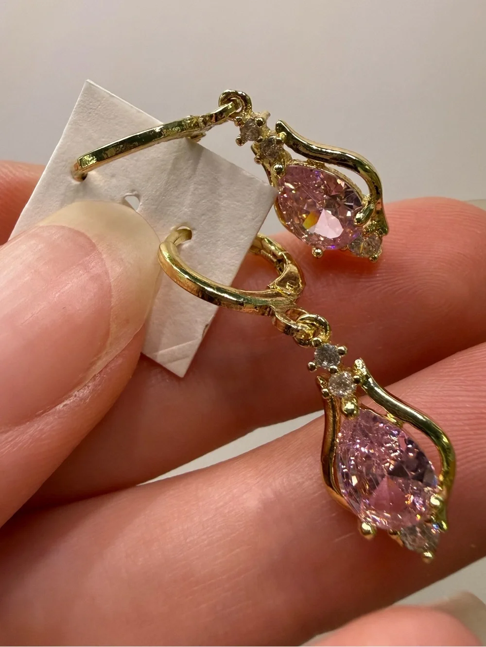 18k GP Pink Dangle Earrings